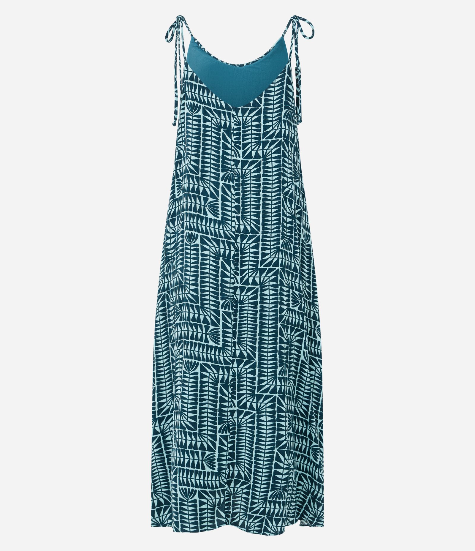 Vestido Solto Estampado com Alça Fina e Amarração nos Ombros Verde 2