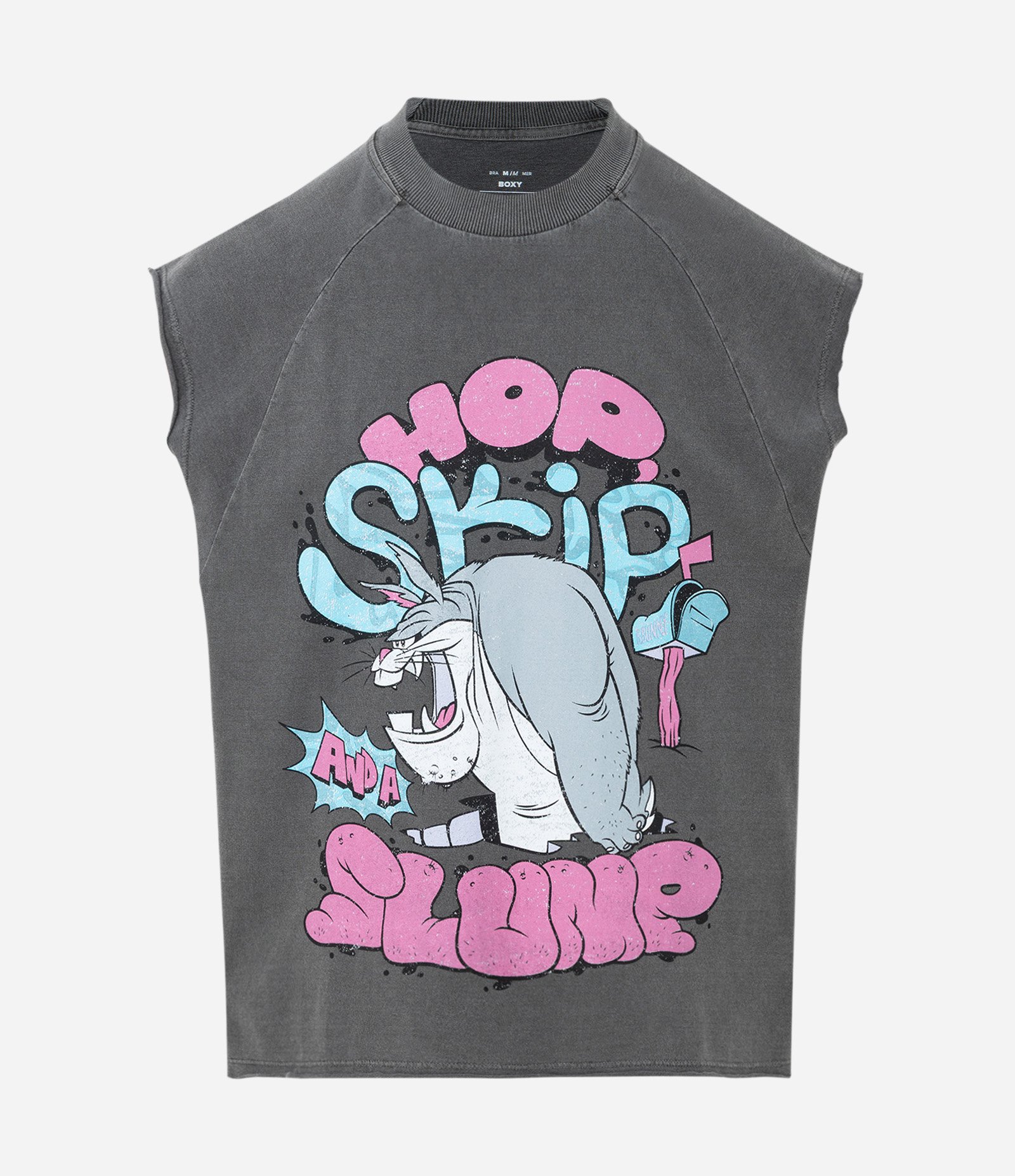 Regata Boxy em Algodão Estonado com Estampa Looney Tunes Preto 1