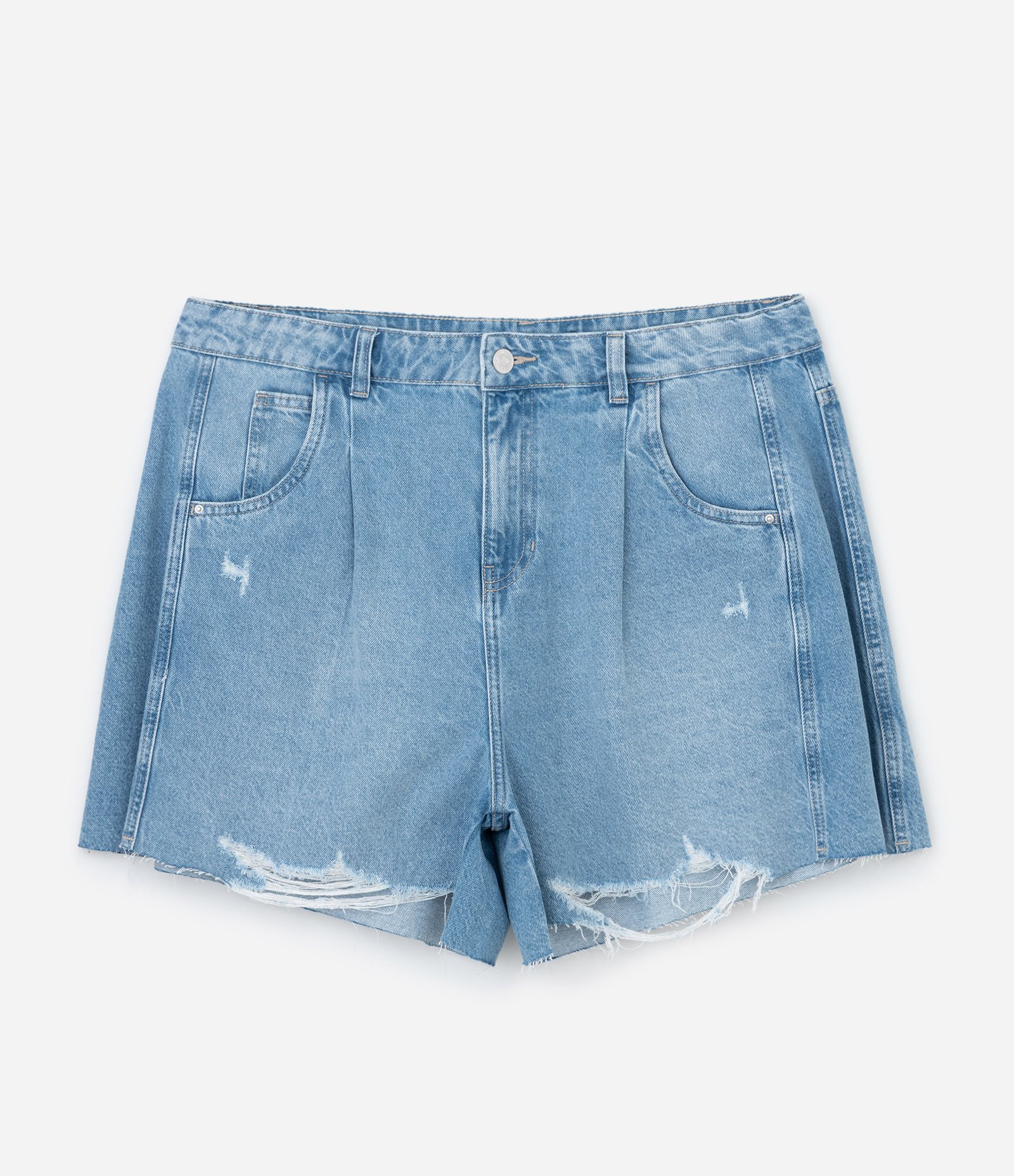 Short Evasê em Jeans com Barra a Fio Curve & Plus Size Azul 1