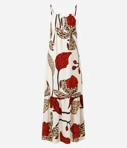 Vestido Evasê Midi em Crepe com Estampa Floral