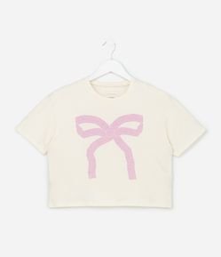 Camiseta Infantil Boxy com Estampa de Laço - Tam 5 a 14 Anos
