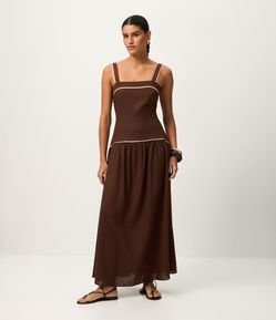 Vestido Midi com Cintura Baixa em Viscolinho