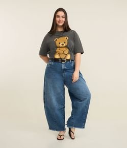 Calça Jeans Barrel com Barra Desfiada Curve & Plus Size