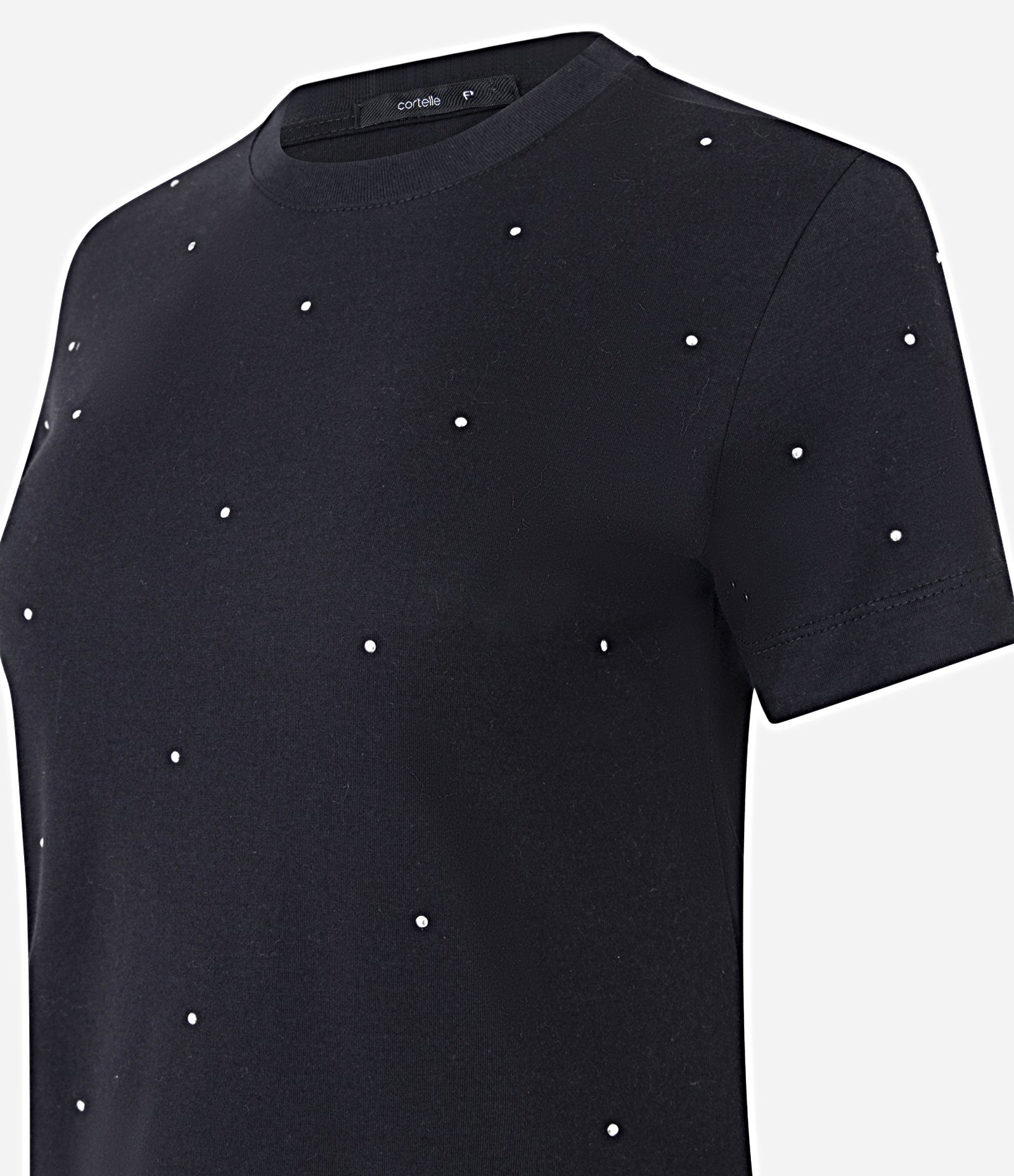 Blusa em Algodão com Gola Redonda e Brilho Preto 6