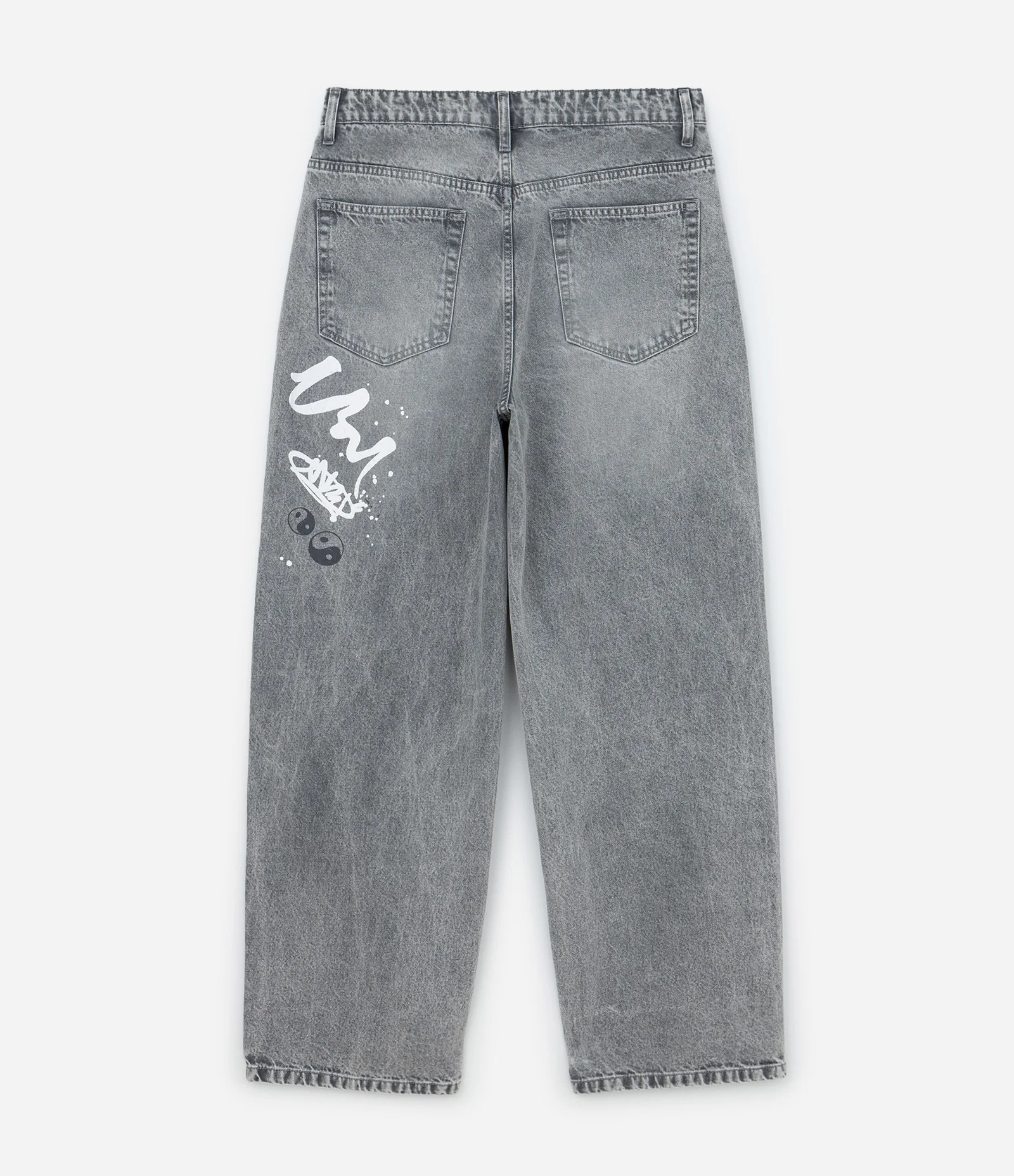 Calça Super Baggy em Jeans com Estampa Grafite Cinza 2