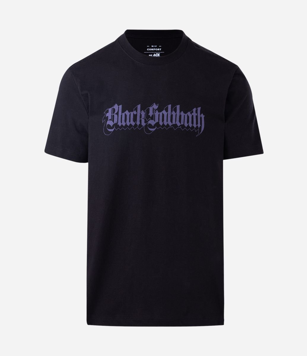Camiseta Comfort em Algodão com Estampa Black Sabbath Preto