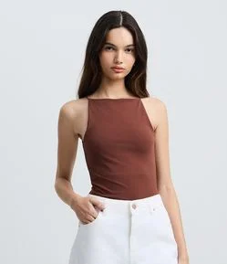 Blusa sem Manga com Decote Halter e Alça Elástico