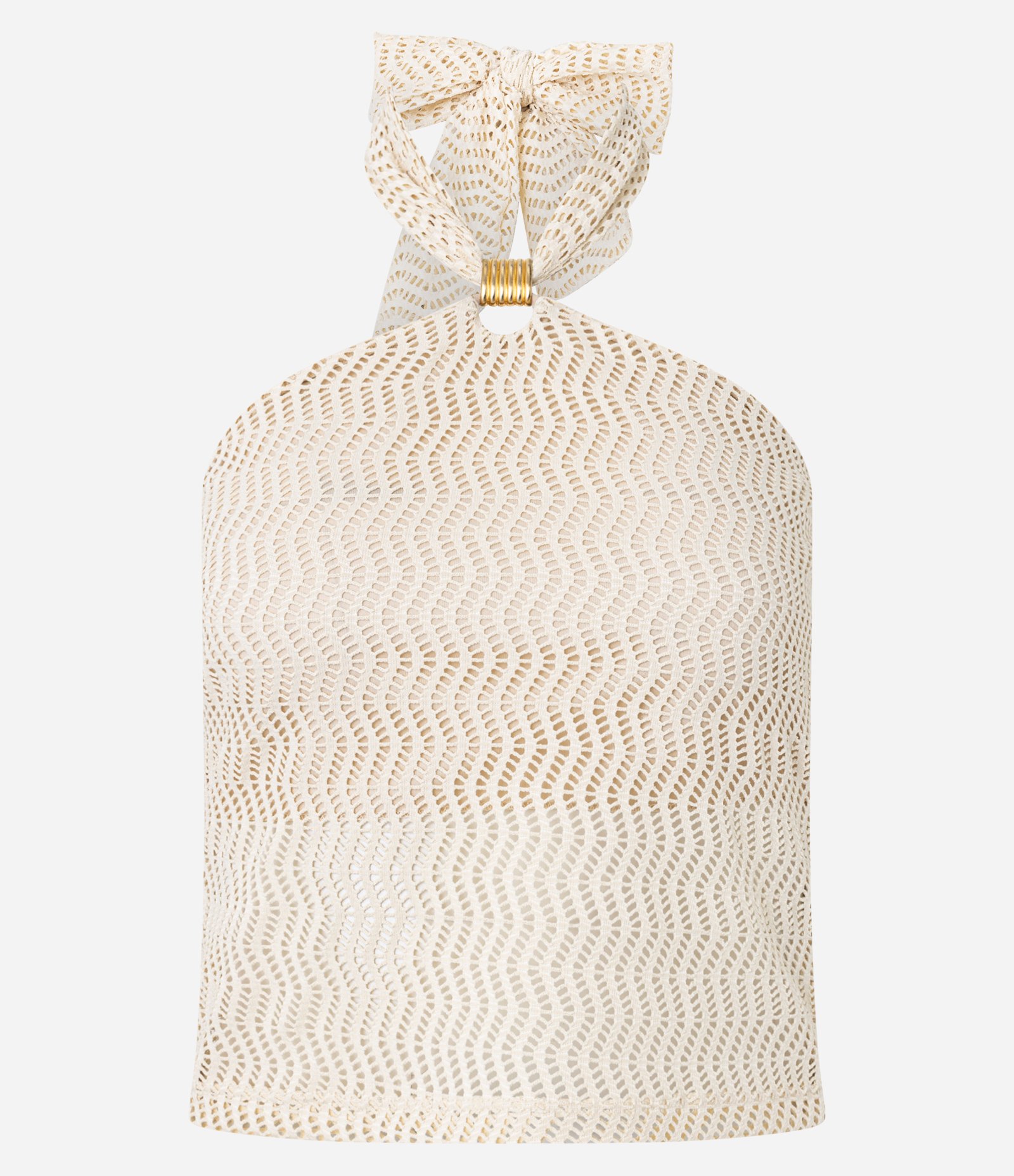 Blusa Frente Única com Aviamento e Textura Bege 1