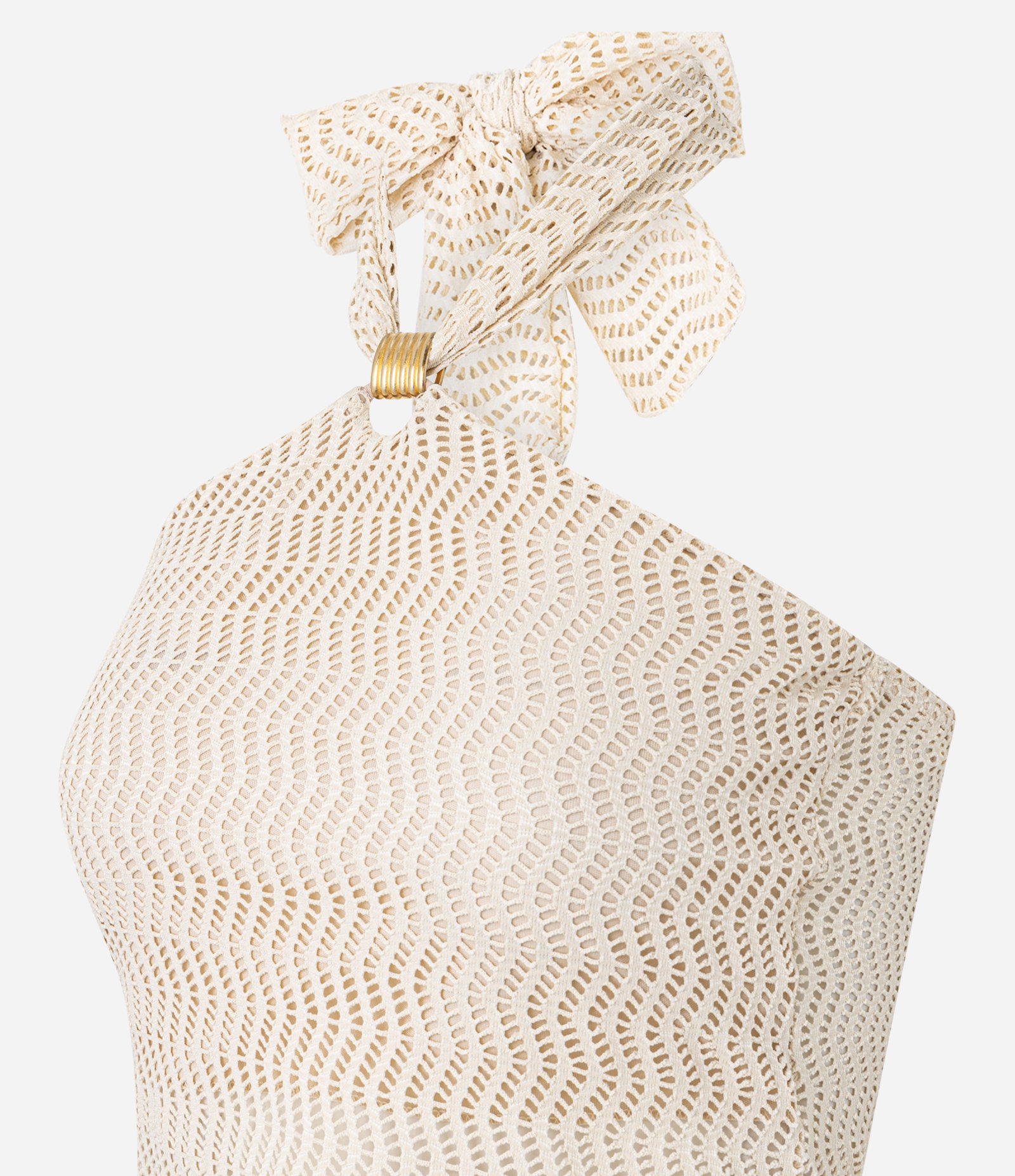 Blusa Frente Única com Aviamento e Textura Bege 2