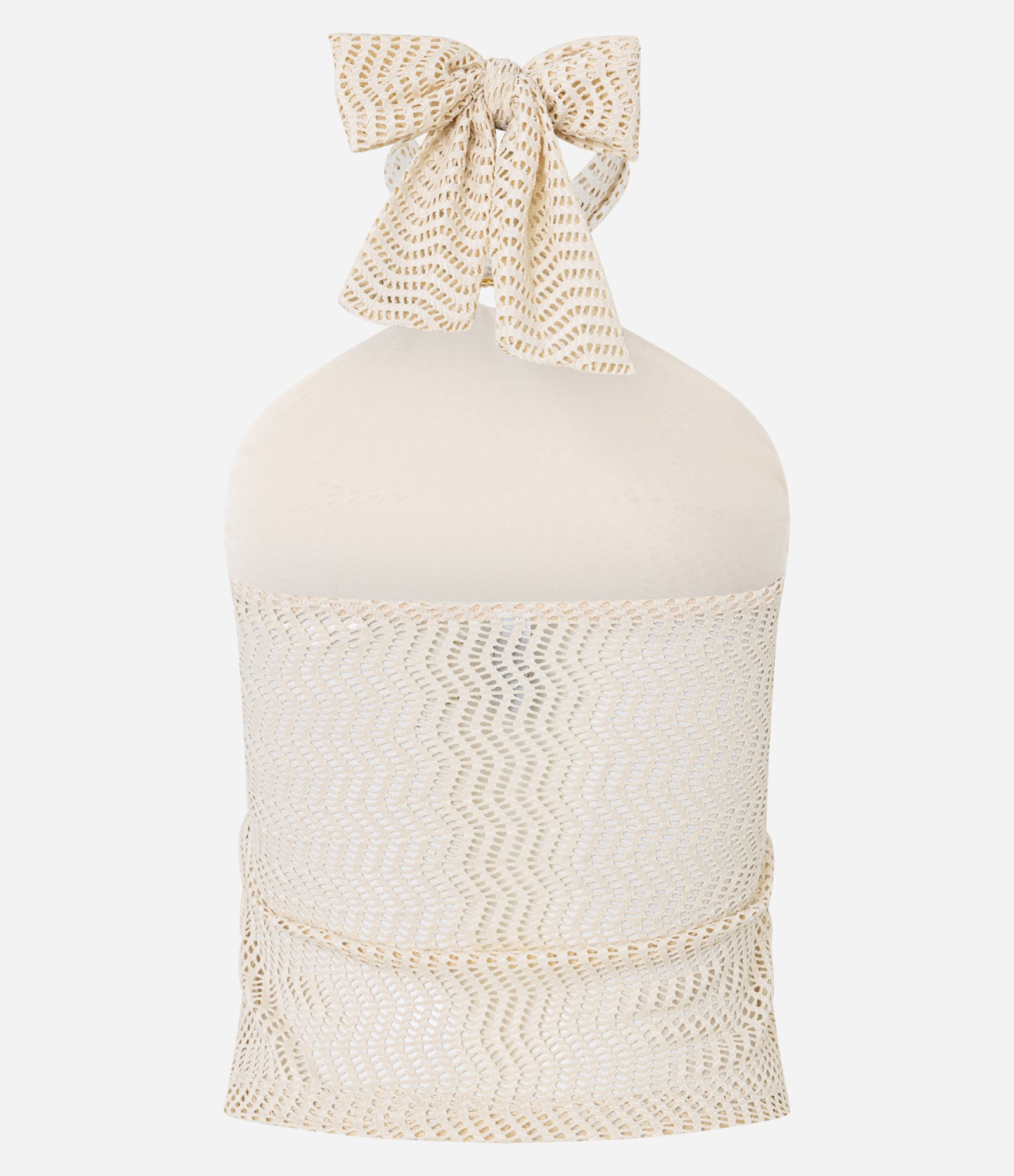 Blusa Frente Única com Aviamento e Textura Bege 3