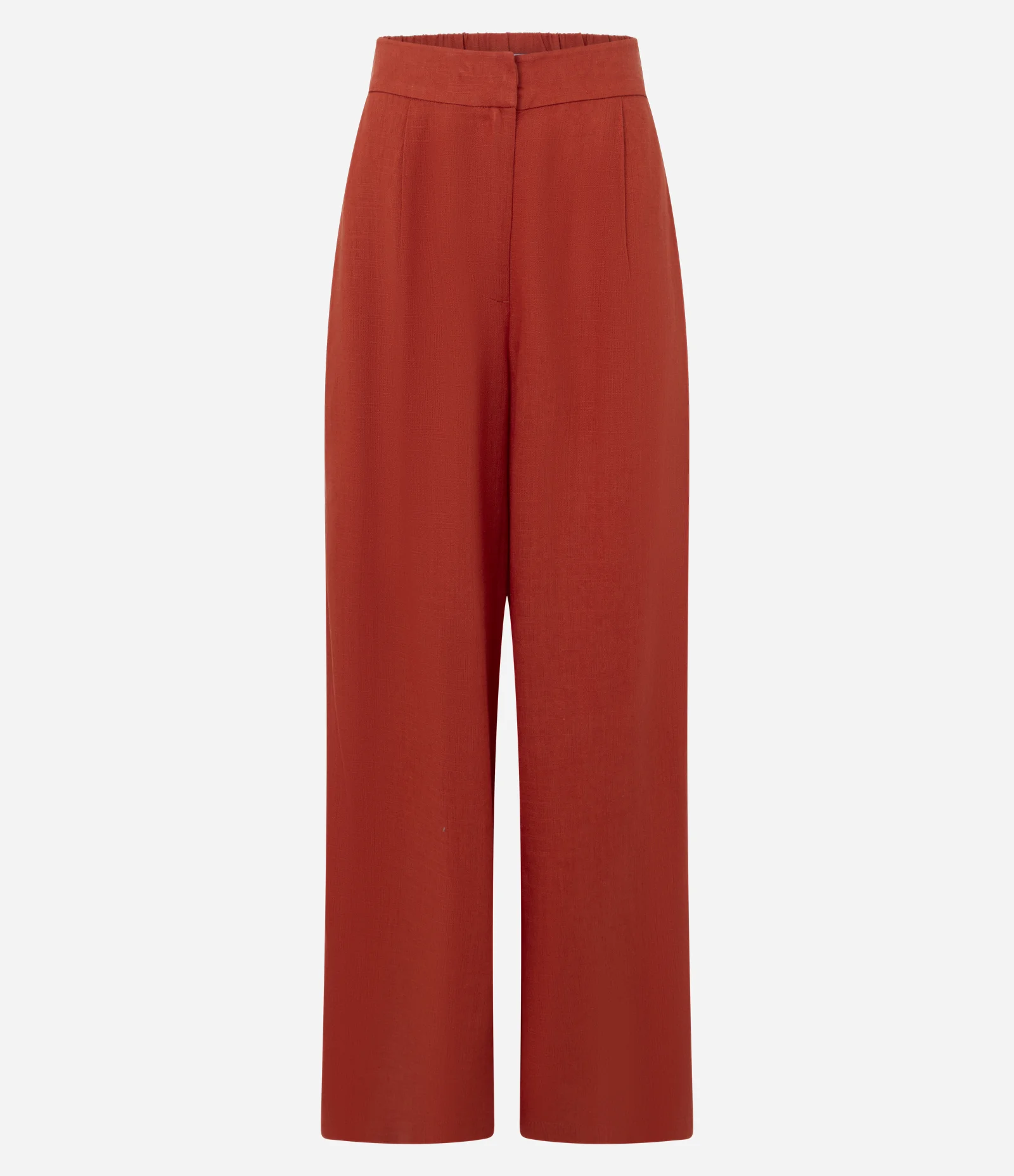 Calça Pantalona em Viscolinho com Cós Estruturado Laranja 1