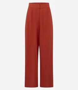Calça Pantalona em Viscolinho com Cós Estruturado