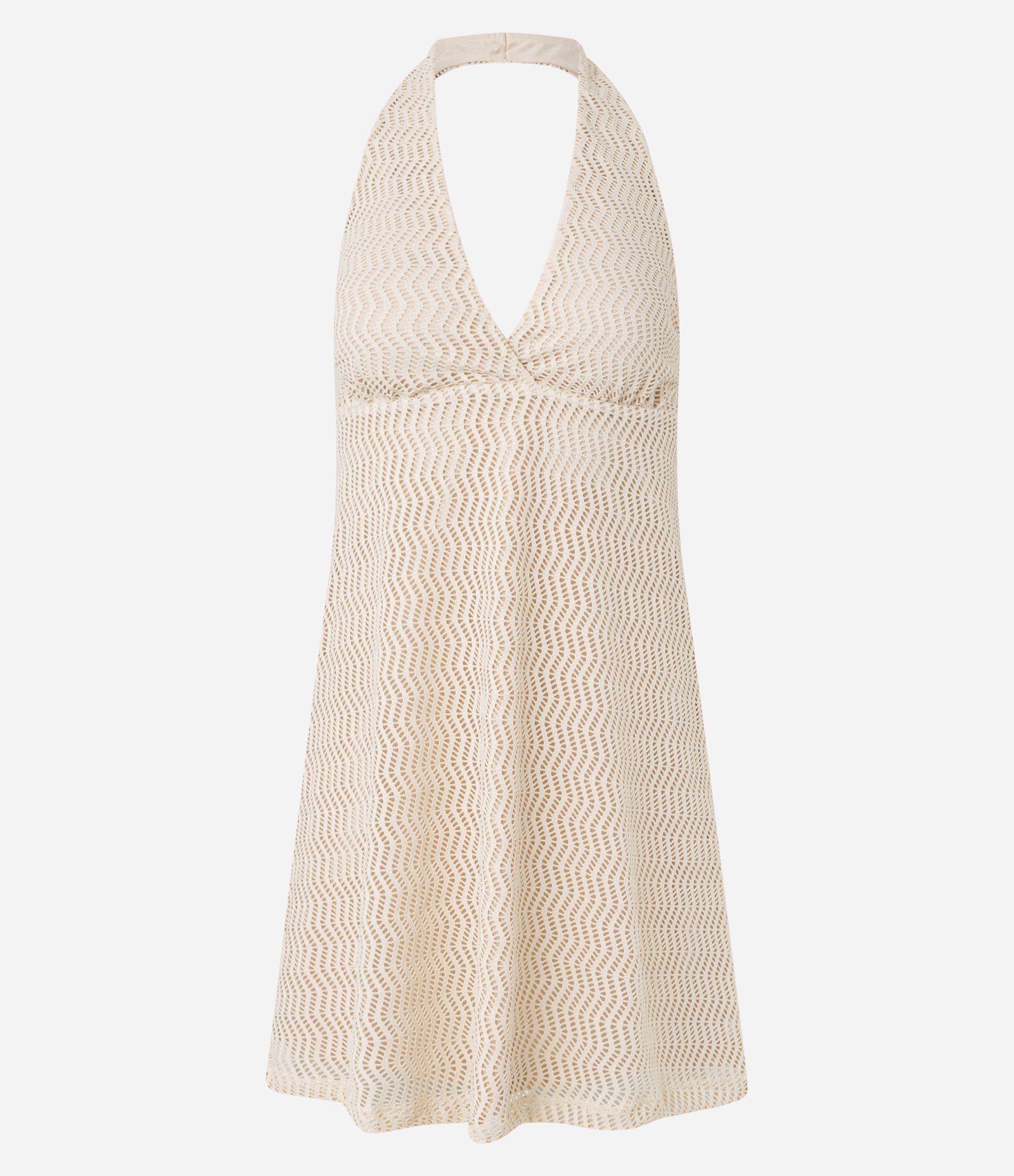 Vestido Curto com Frente Única e Textura Bege 1
