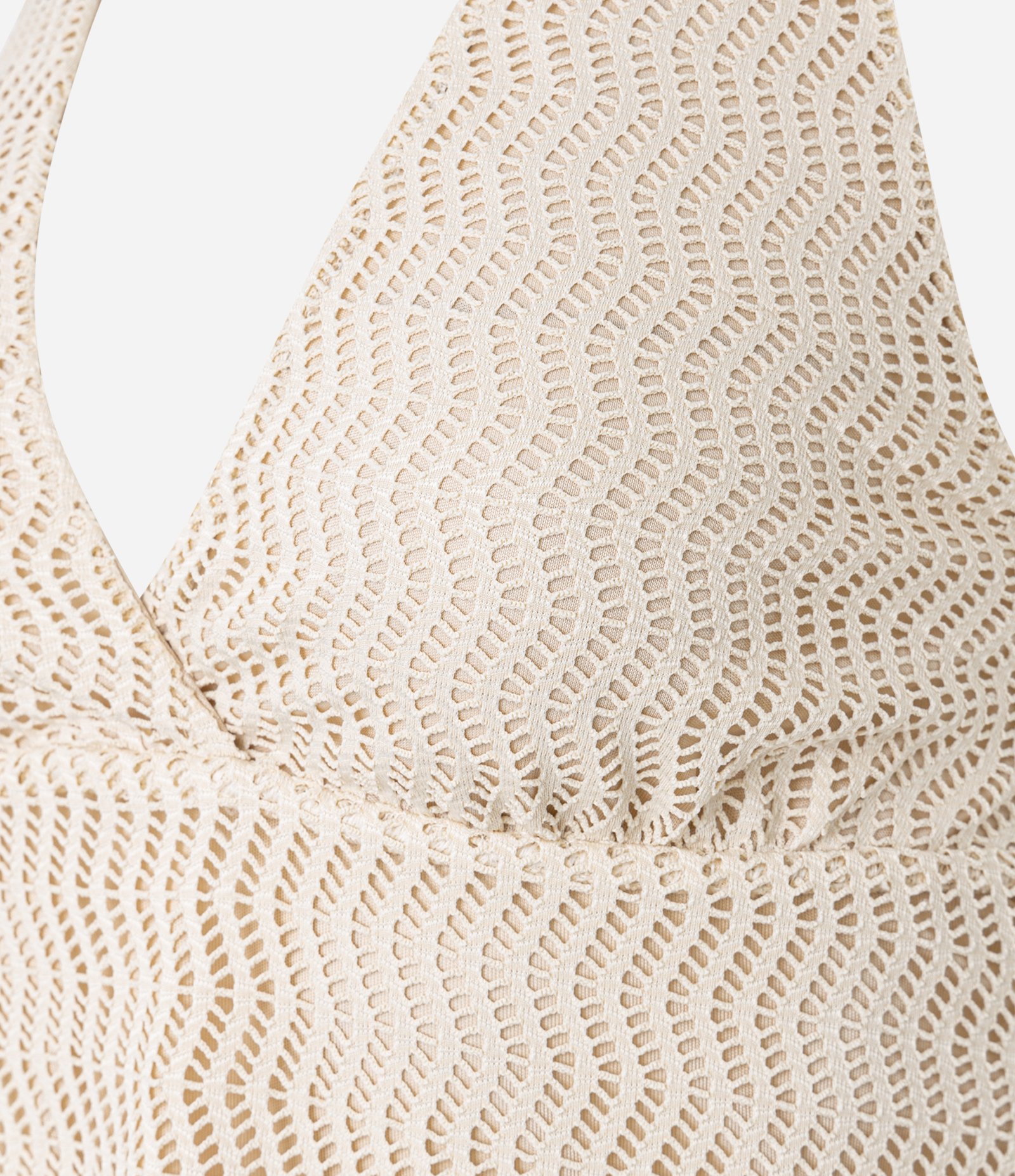 Vestido Curto com Frente Única e Textura Bege 2