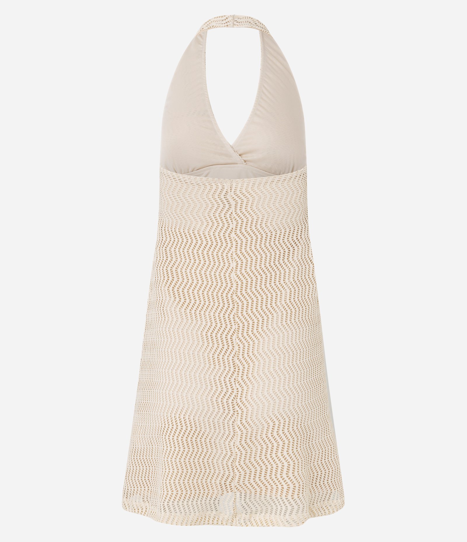 Vestido Curto com Frente Única e Textura Bege 3