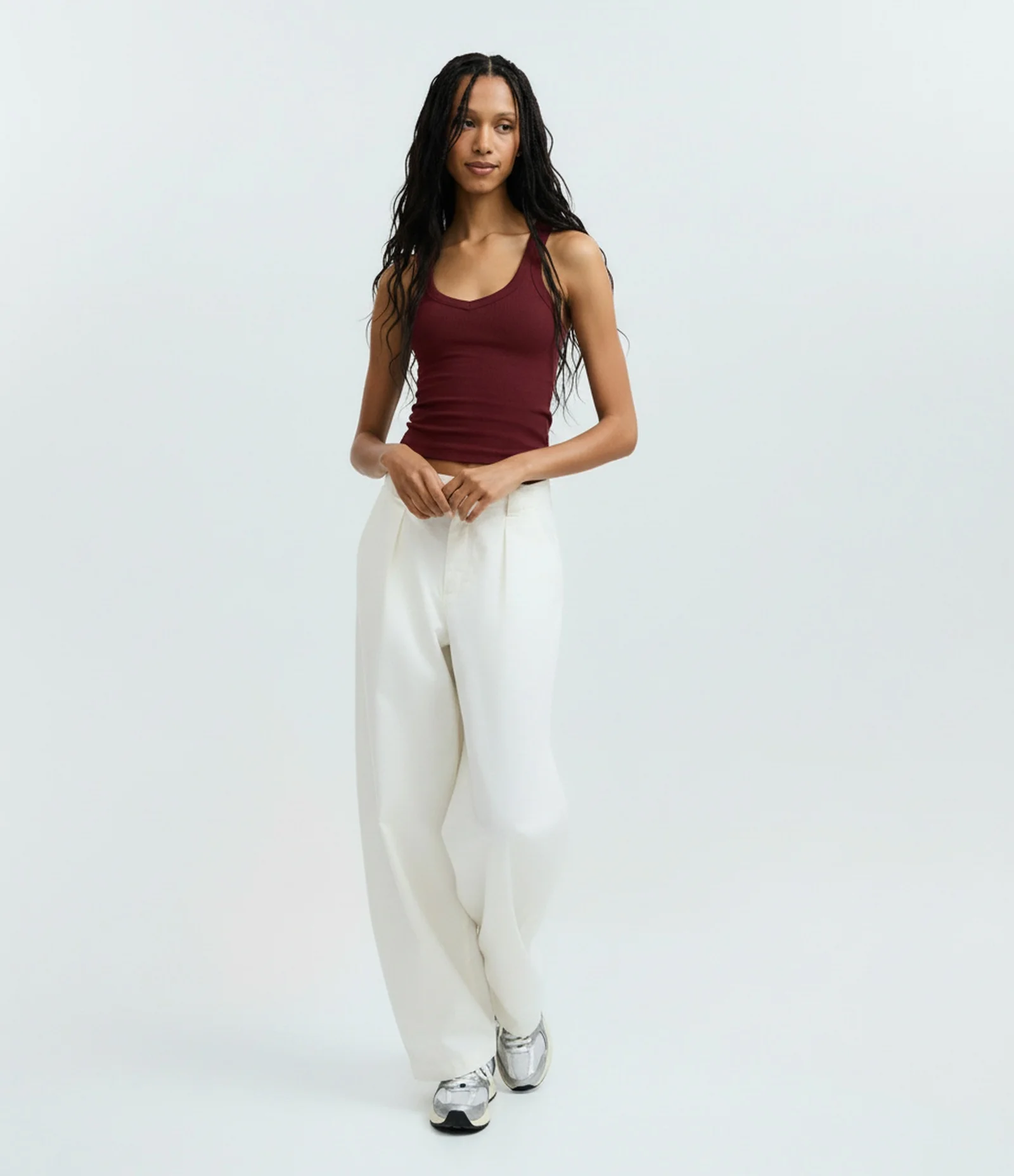 Blusa Sem Manga com Decote em V Vermelho 1