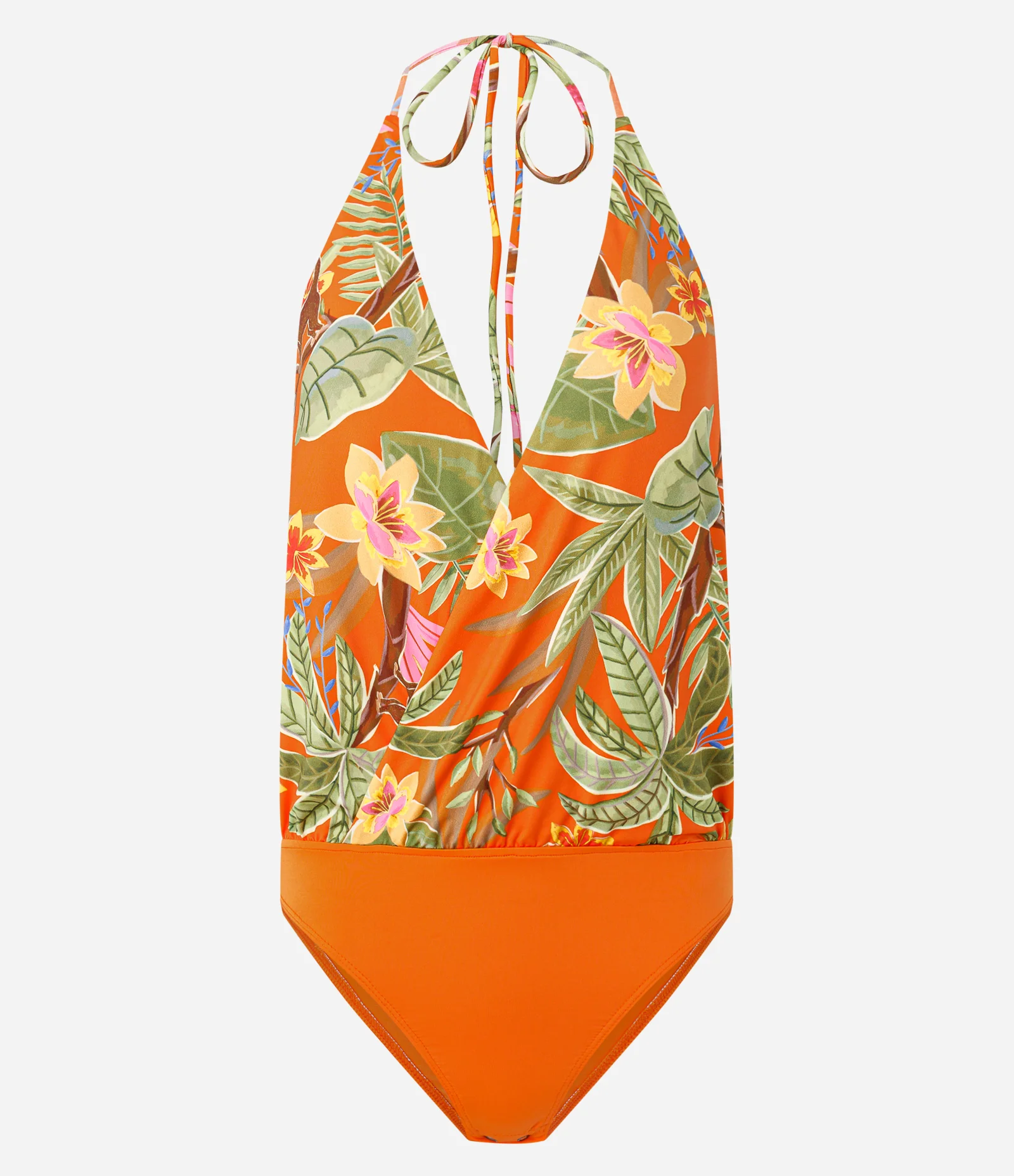 Body Frente Única com Estampa Folhagem Laranja 1