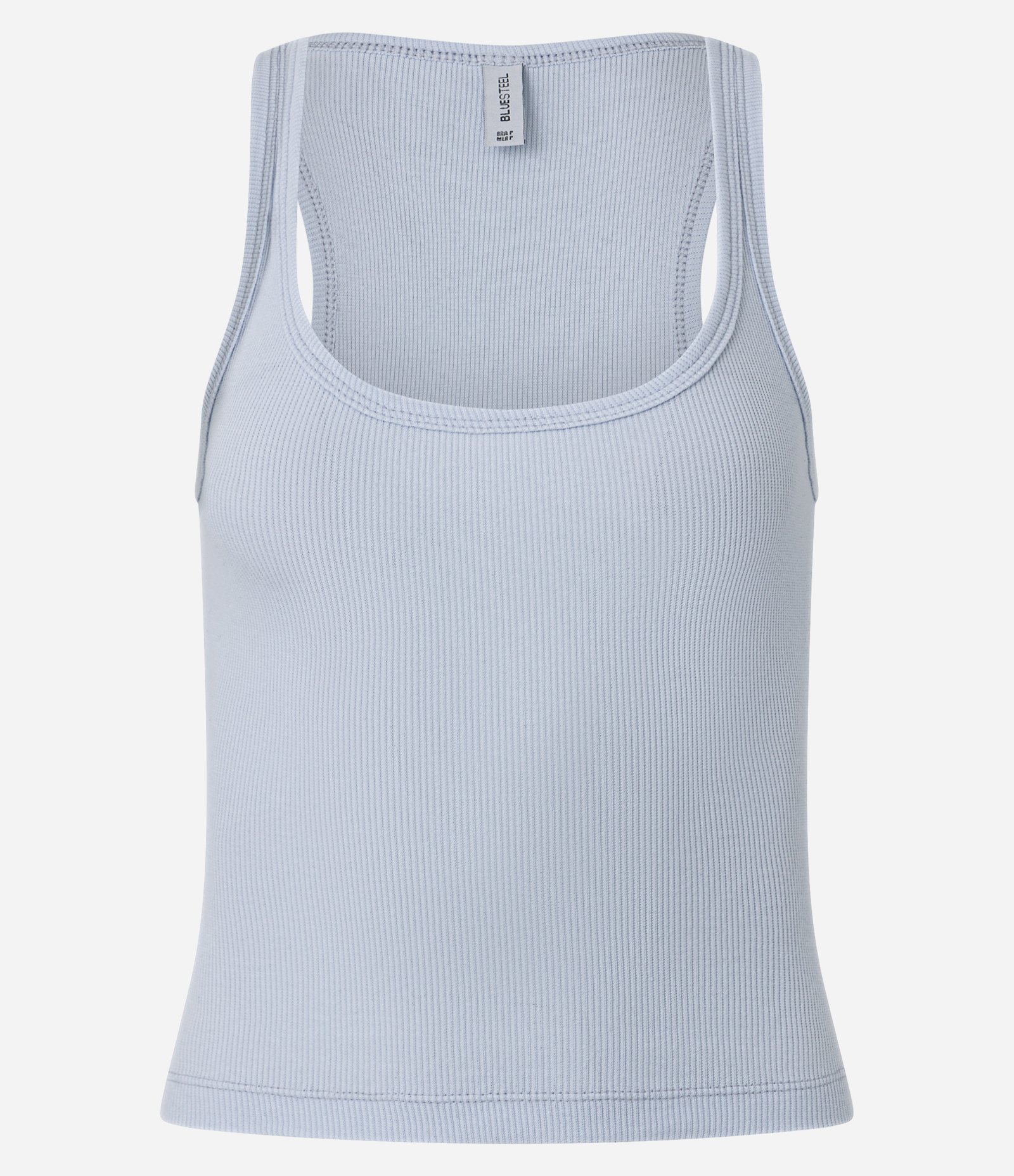 Blusa em Ribana com Decote Quadrado Azul Claro 1