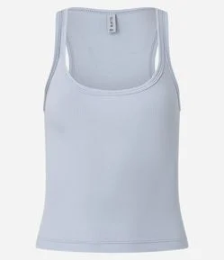 Blusa em Ribana com Decote Quadrado