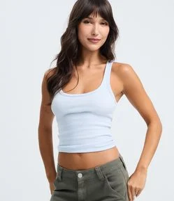 Blusa em Ribana com Decote Quadrado