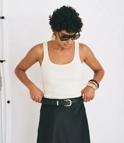 Blusa em Ribana com Decote Quadrado