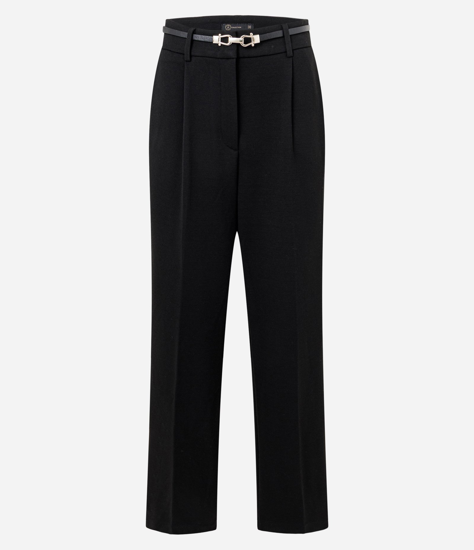 Calça Reta em Ponto Roma com Cintinho Fino Preto 5