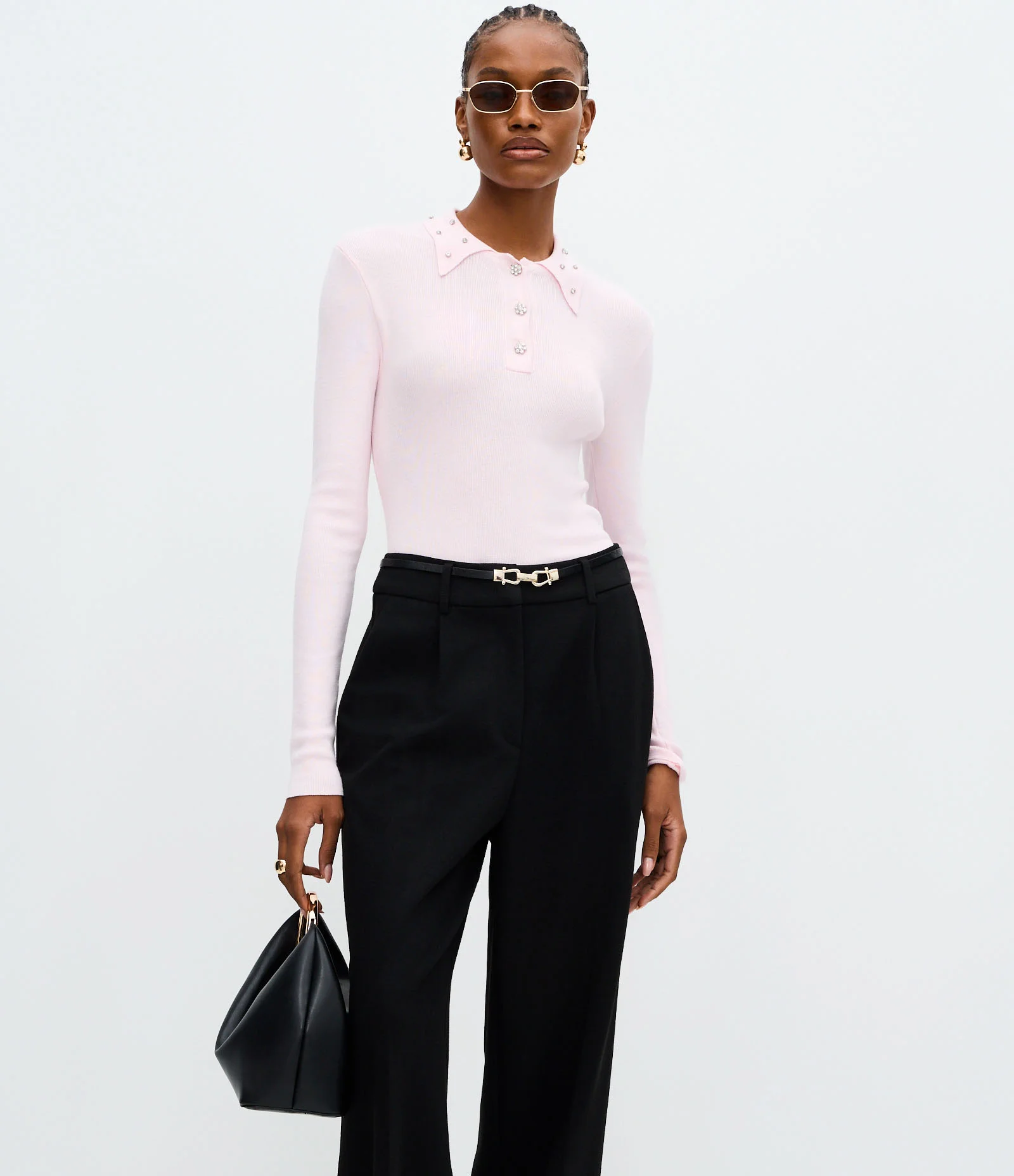 Calça Reta em Ponto Roma com Cintinho Fino Preto 2