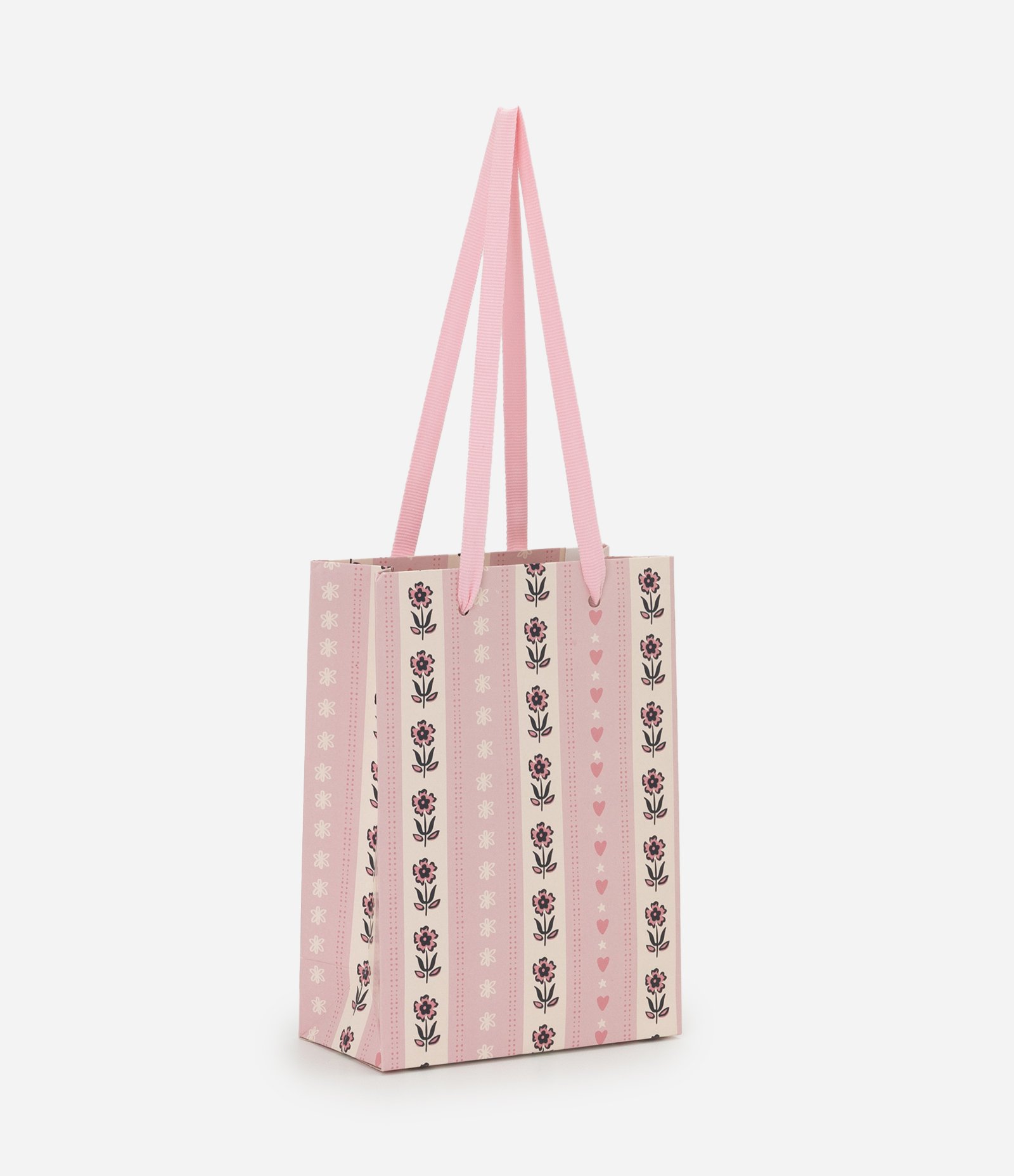 Embalagem de Presente Pequena com Estampa de Rosas e Corações Rosa 1