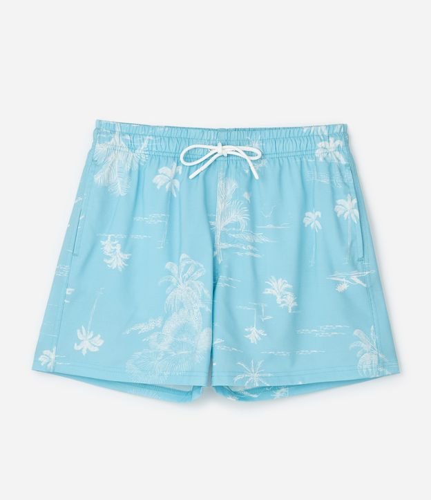 Bermuda de Banho em Microfibra Leve com Estampa de Folhagem