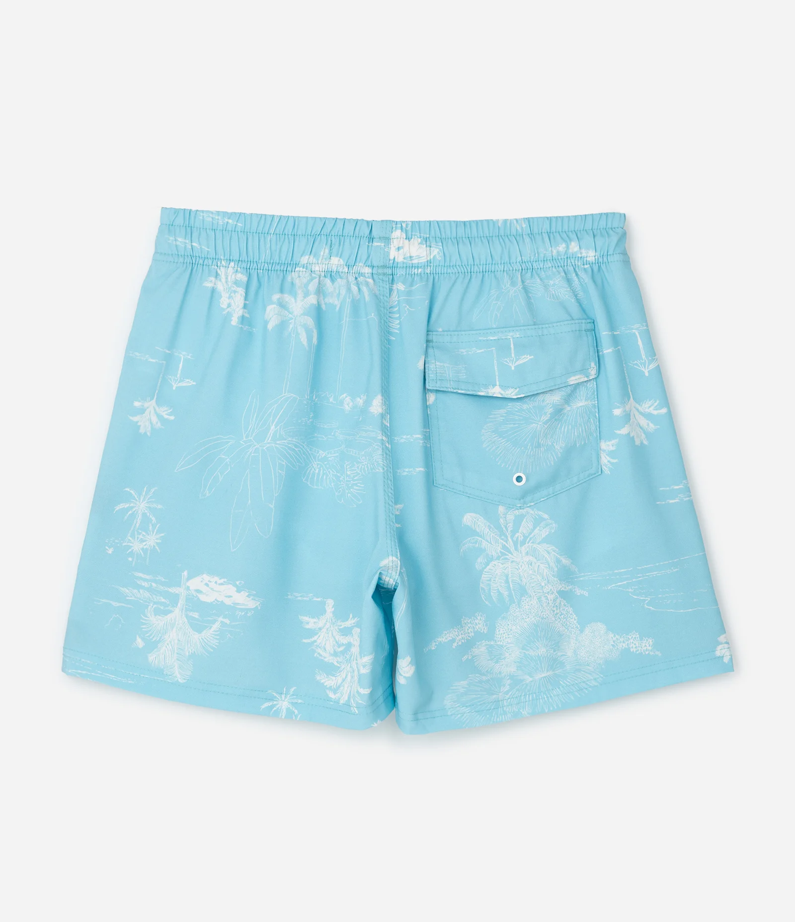 Bermuda de Banho em Microfibra Leve com Estampa de Folhagem Azul 2