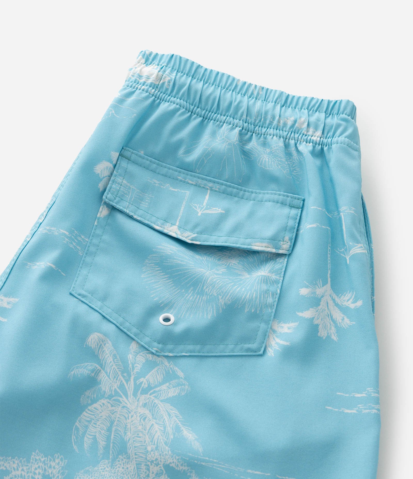 Bermuda de Banho em Microfibra Leve com Estampa de Folhagem Azul 6