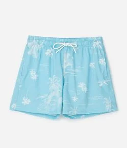 Bermuda de Banho em Microfibra Leve com Estampa de Folhagem