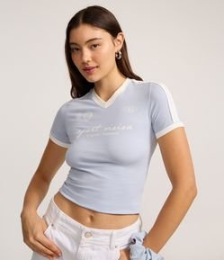 Blusa em Algodão com Contraste e Estampa Sportcore