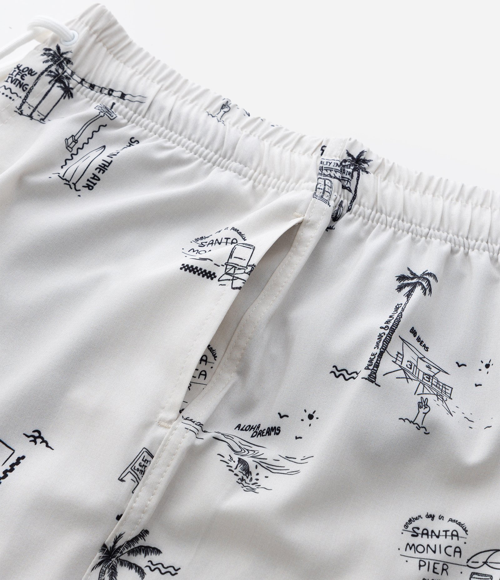 Bermuda de Banho em Microfibra com Ícones de Praia Branco 7