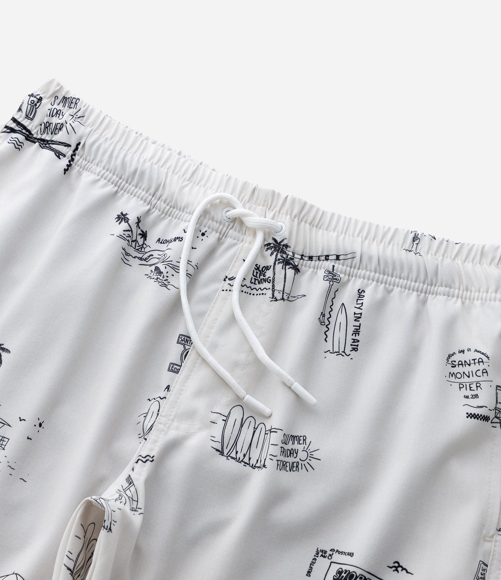 Bermuda de Banho em Microfibra com Ícones de Praia Branco 8