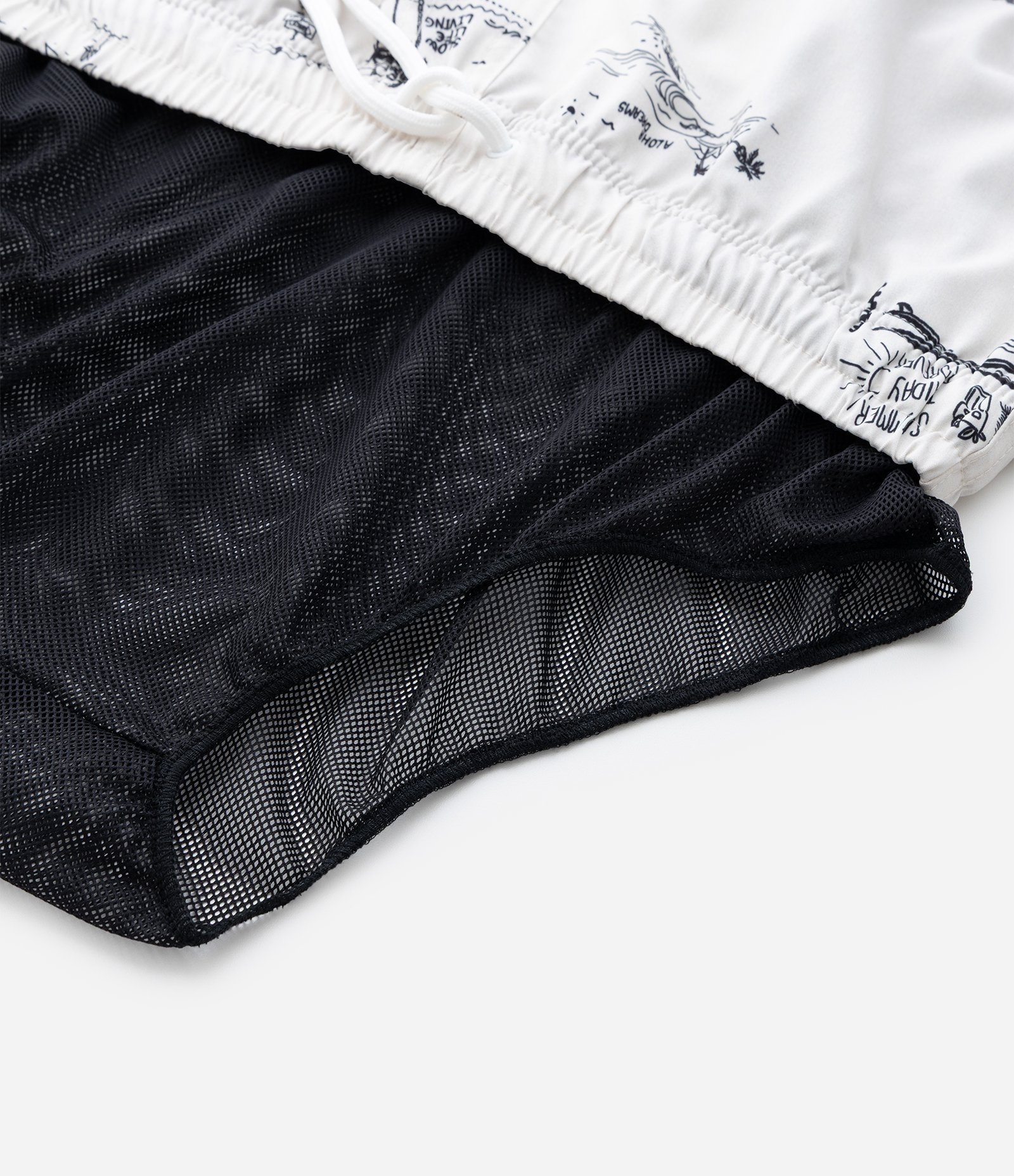 Bermuda de Banho em Microfibra com Ícones de Praia Branco 10