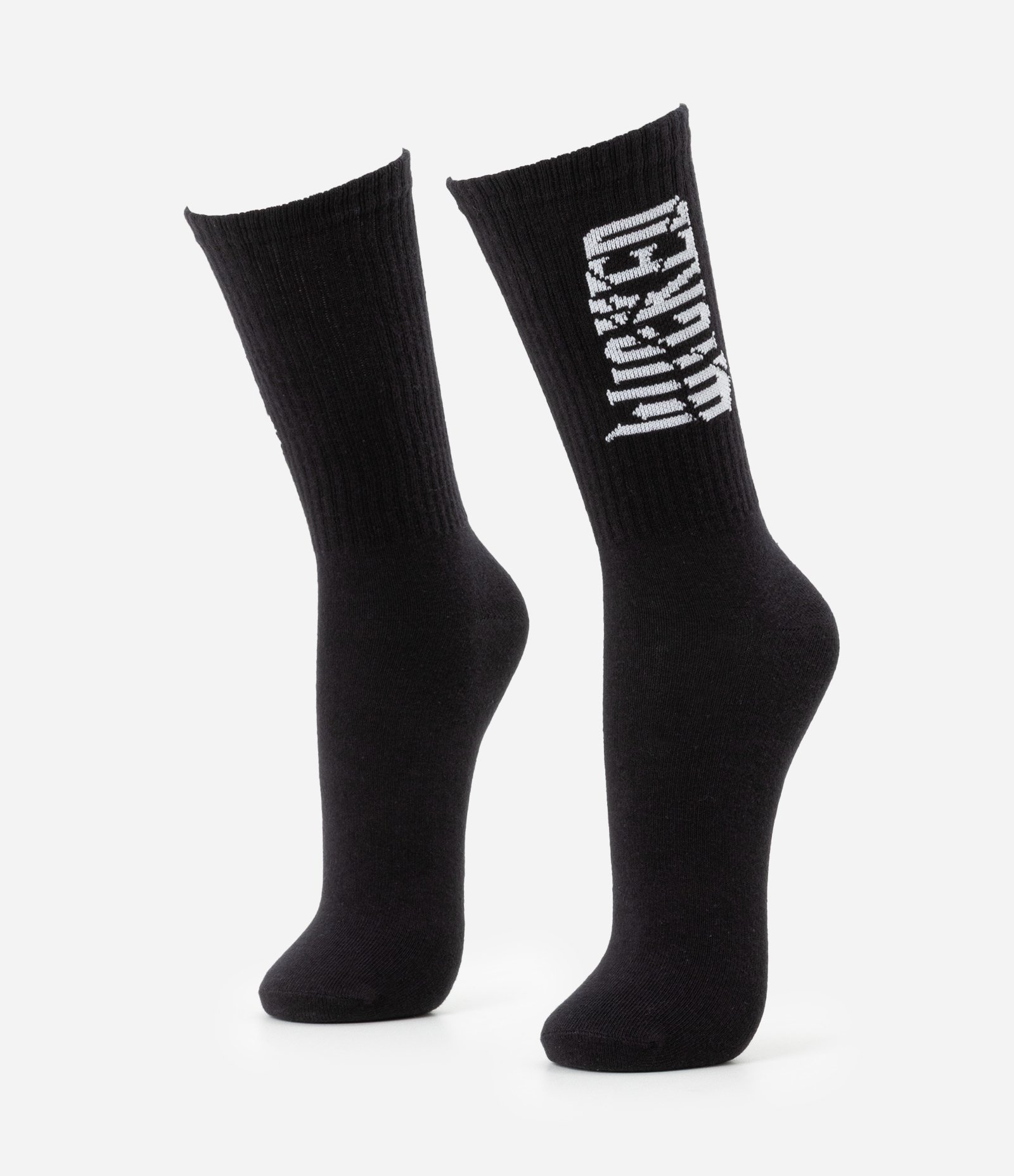 Meia Cano Alto em Algodão Estampa Lettering  wicked Preto 1