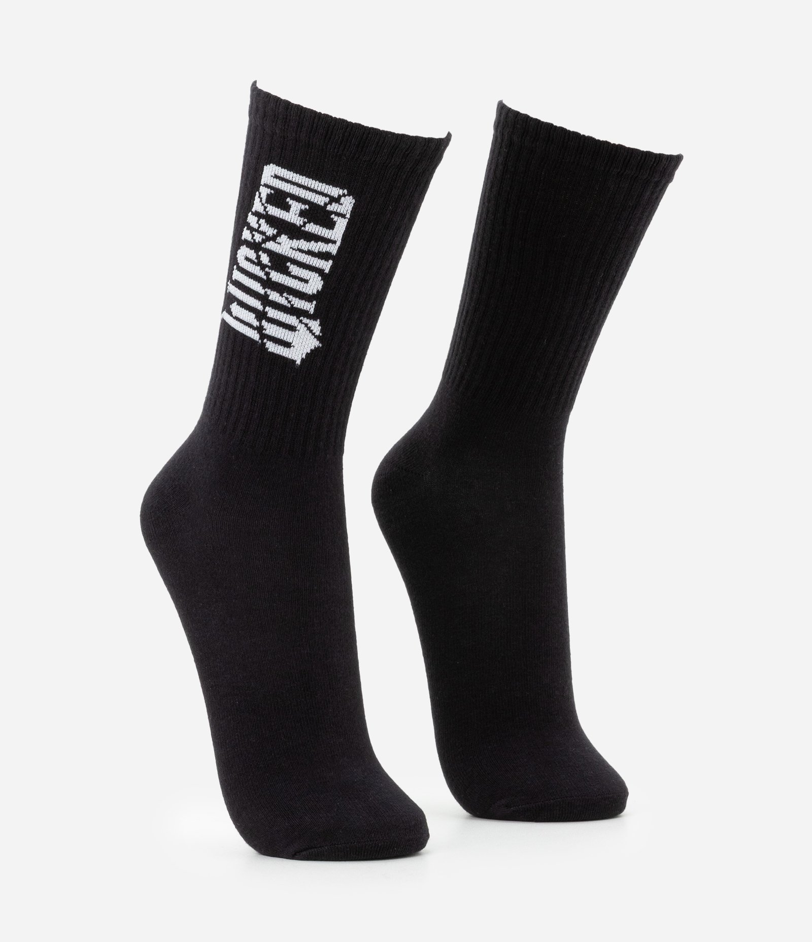 Meia Cano Alto em Algodão Estampa Lettering  wicked Preto 2