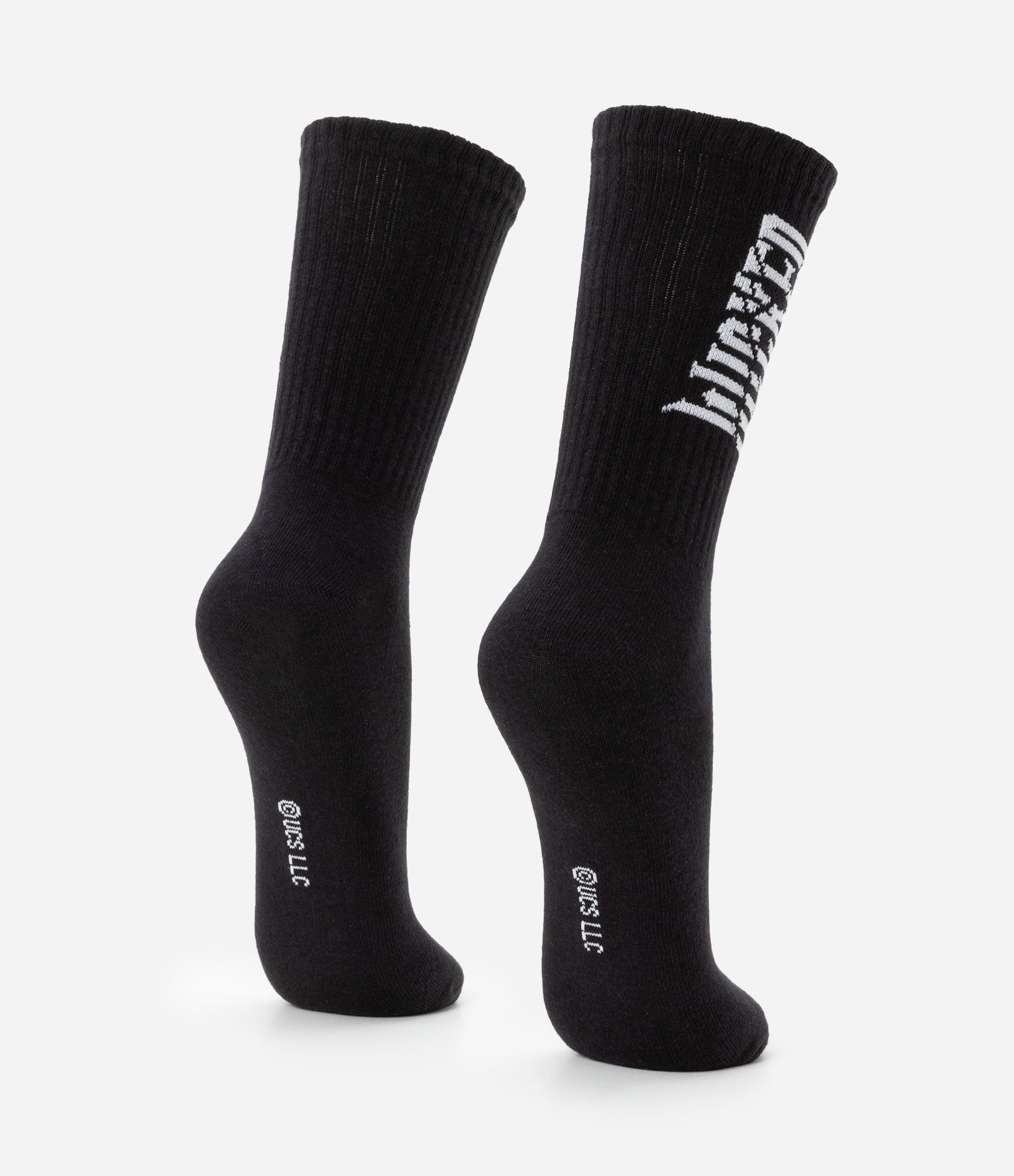 Meia Cano Alto em Algodão Estampa Lettering  wicked Preto 3