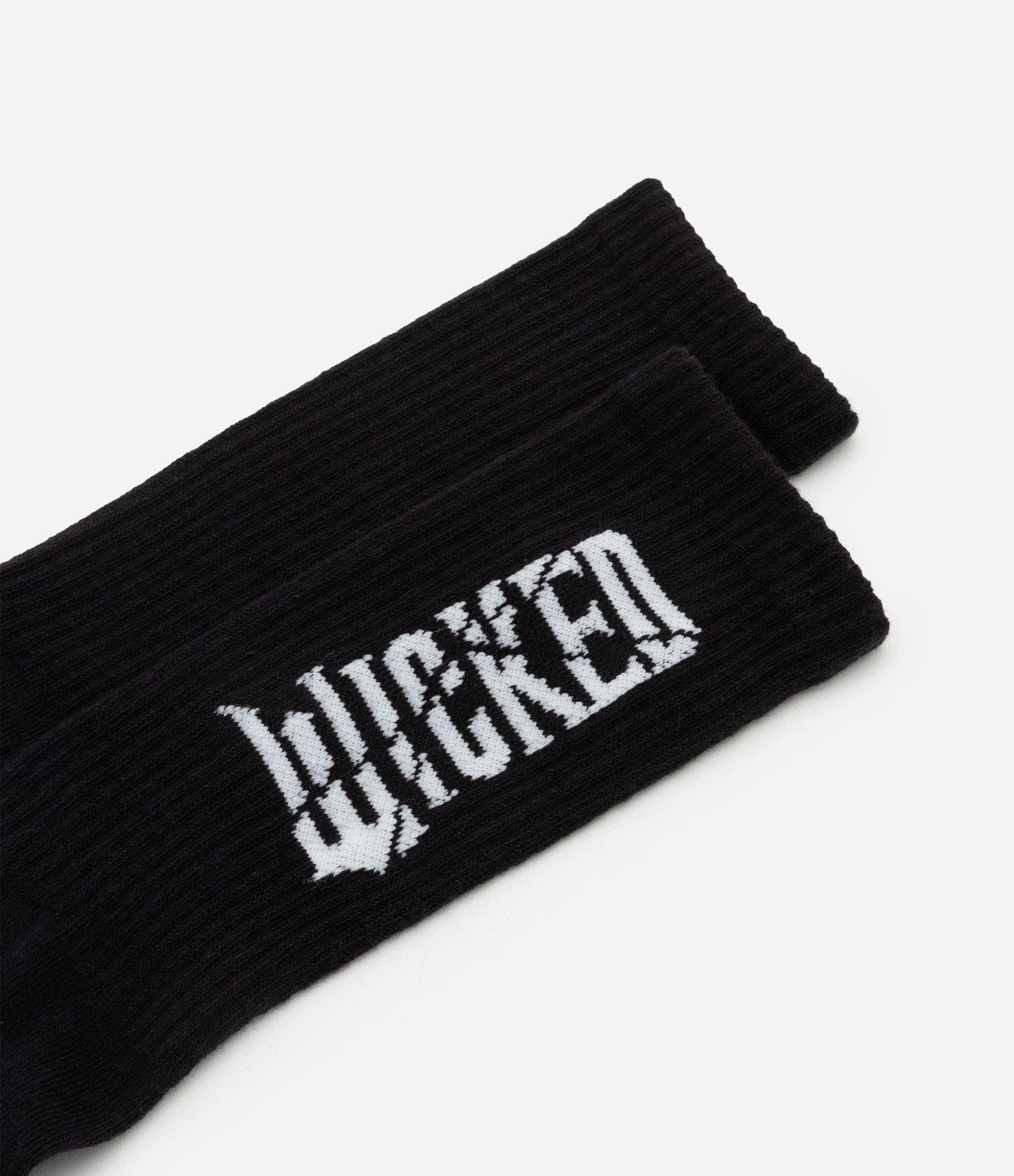 Meia Cano Alto em Algodão Estampa Lettering  wicked Preto 4