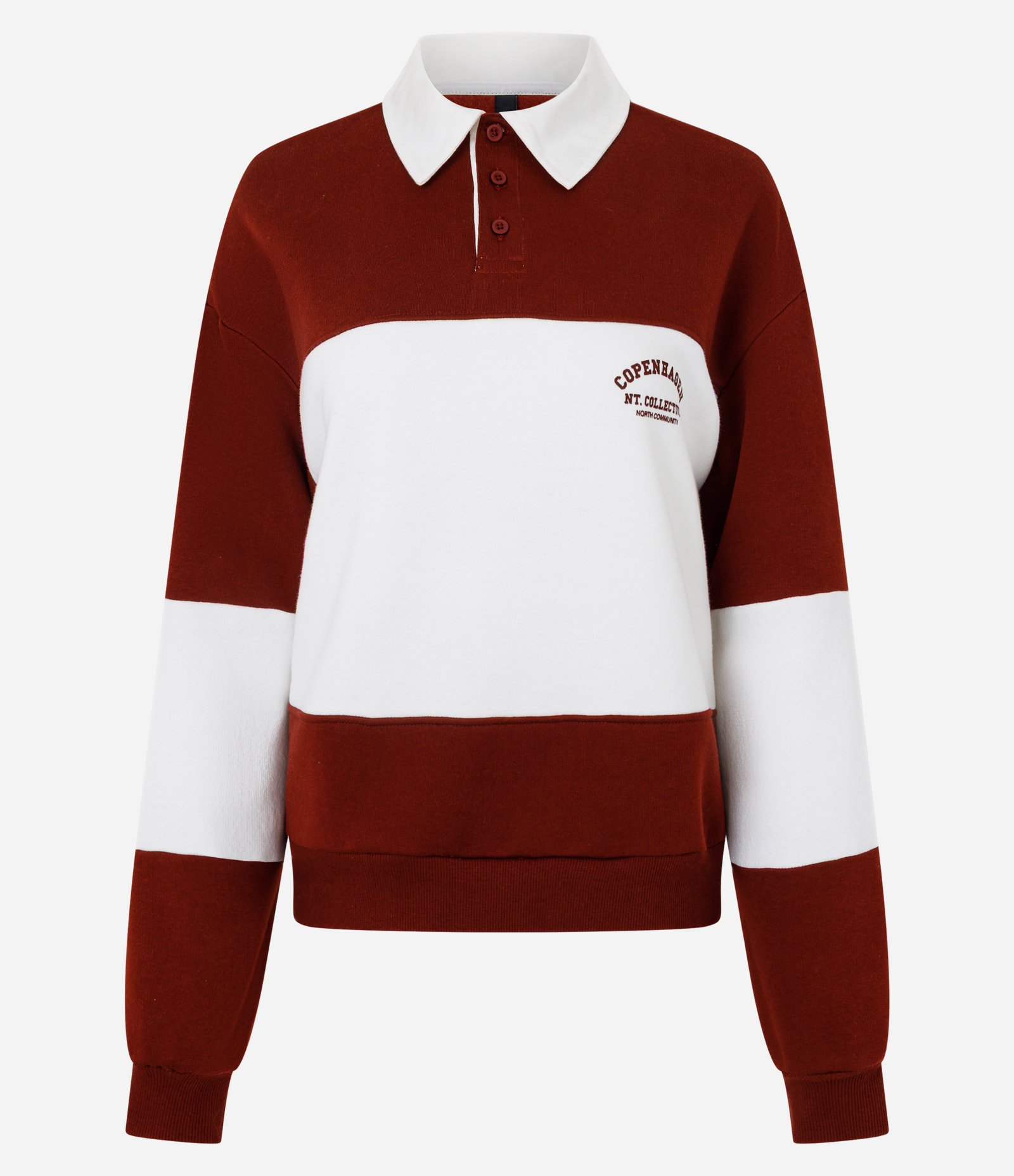 Casaco Alongado em Moletom com Gola Polo e Listras Vermelho 5