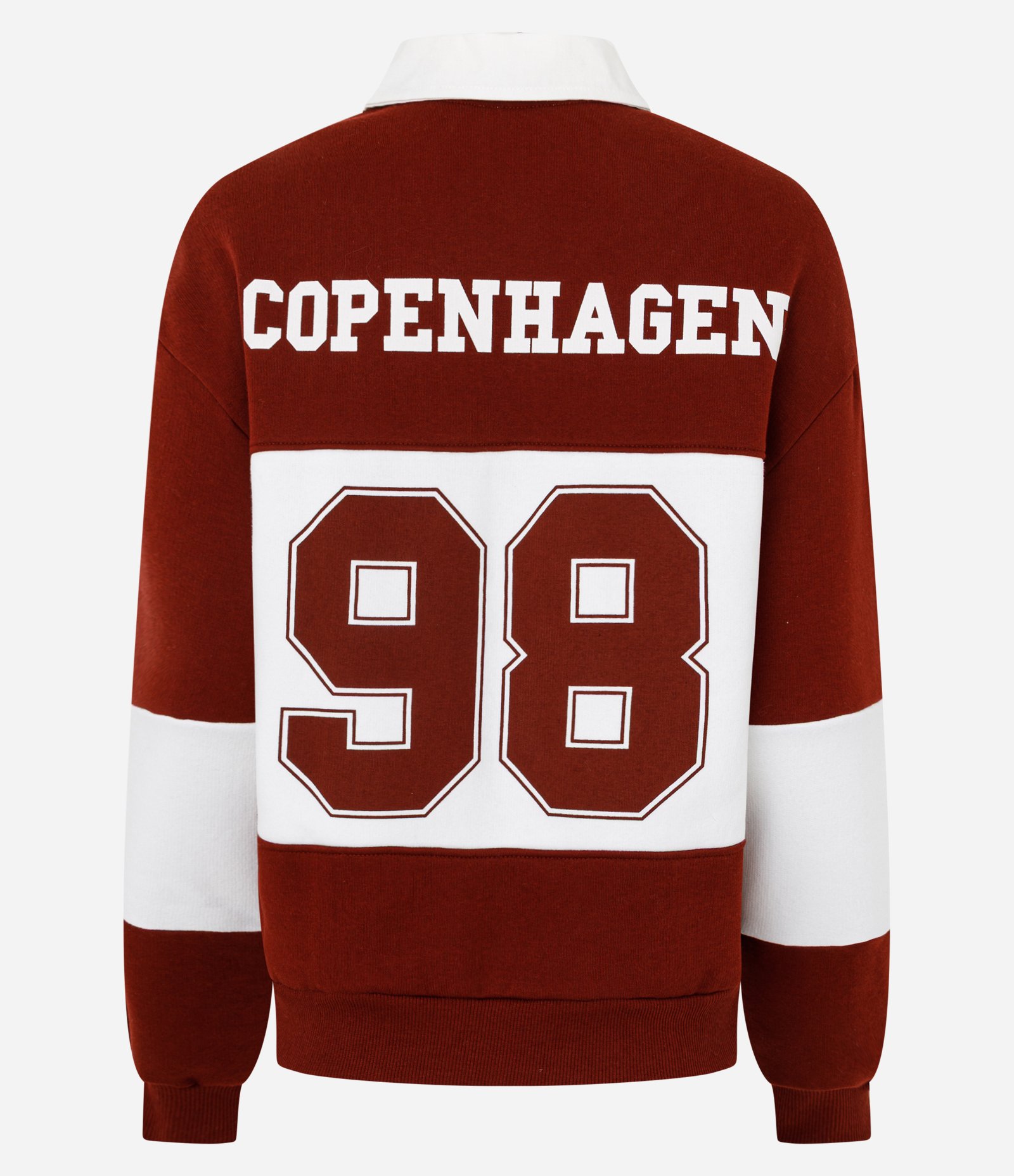 Casaco Alongado em Moletom com Gola Polo e Listras Vermelho 6