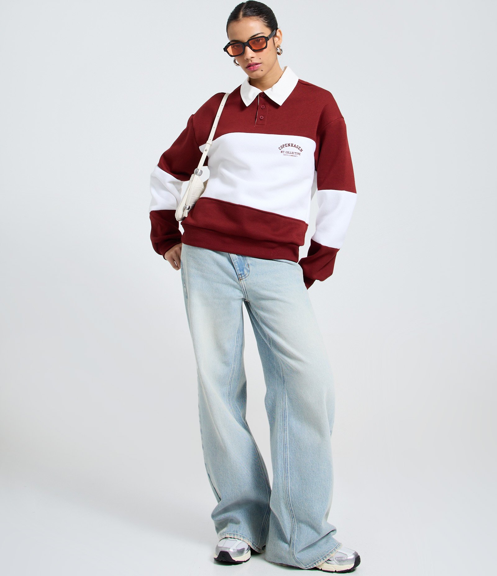 Casaco Alongado em Moletom com Gola Polo e Listras Vermelho 2