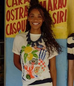 Camiseta em Algodão com Estampa Trancoso