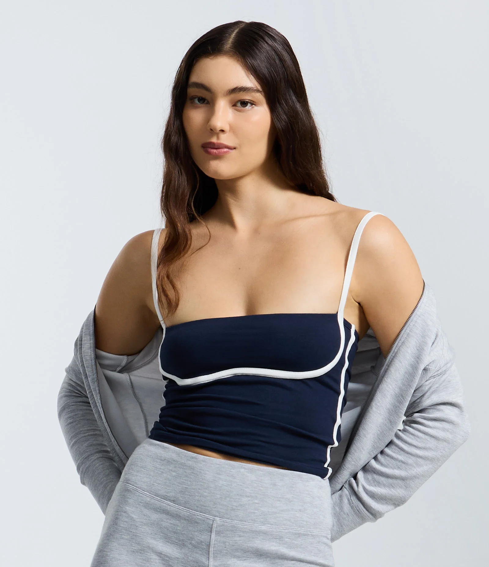 Blusa em Cotton com Detalhe Contrastante Azul Escuro 1