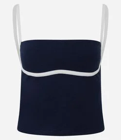 Blusa em Cotton com Detalhe Contrastante