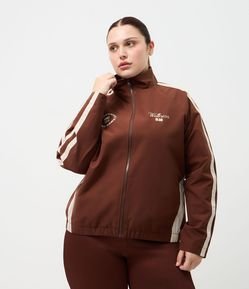 Jaqueta Esportiva Dry com Listras Contrastantes Curve & Plus Size