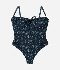 Maiô em Microfibra com Estampa Paisley Curve & Plus Size