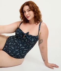 Maiô em Microfibra com Estampa Paisley Curve & Plus Size