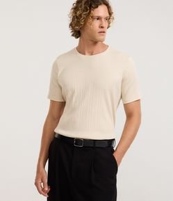 Camiseta Slim em Algodão com Textura Vertical